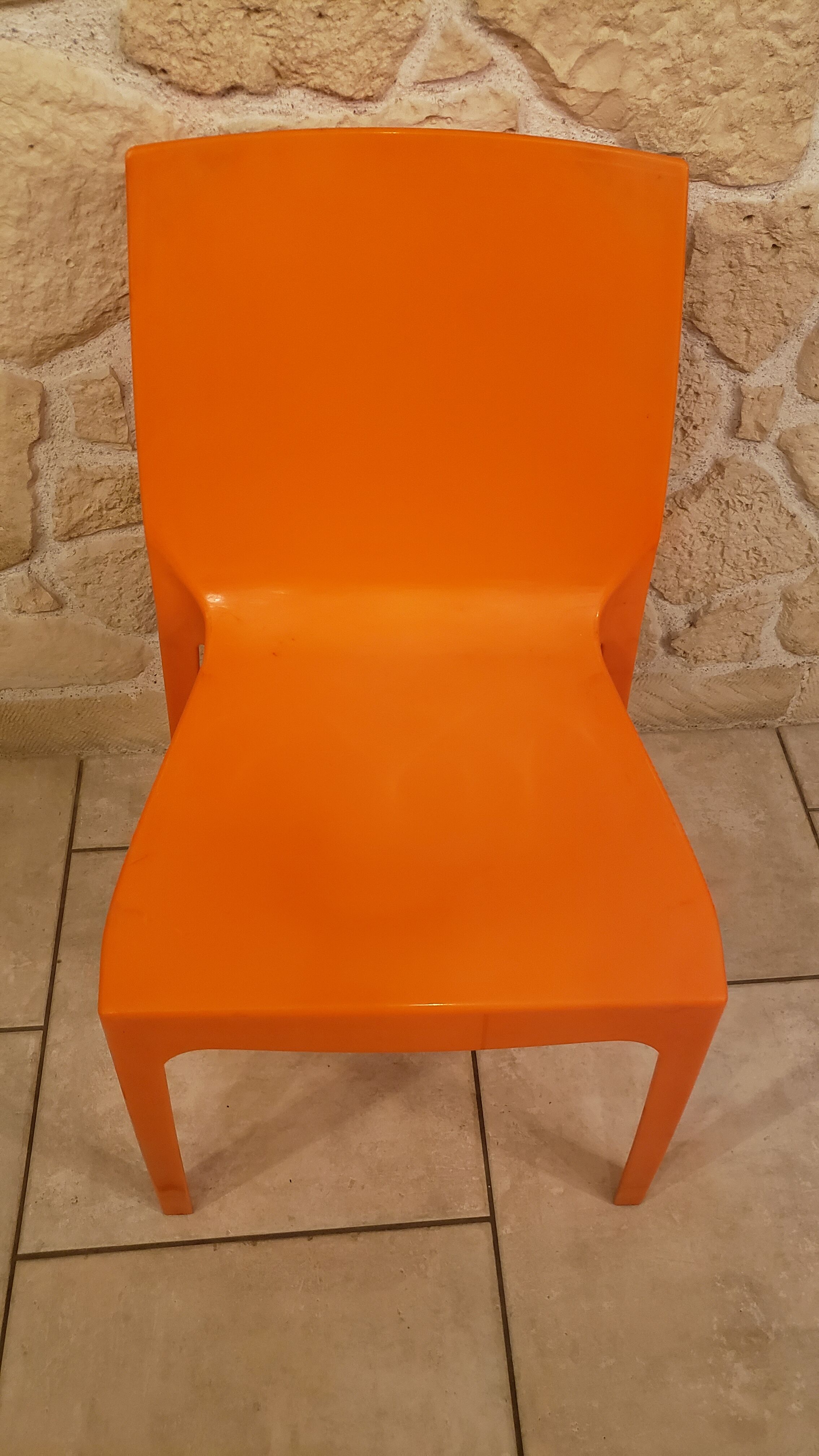 Suite 4 chaises vintage orange