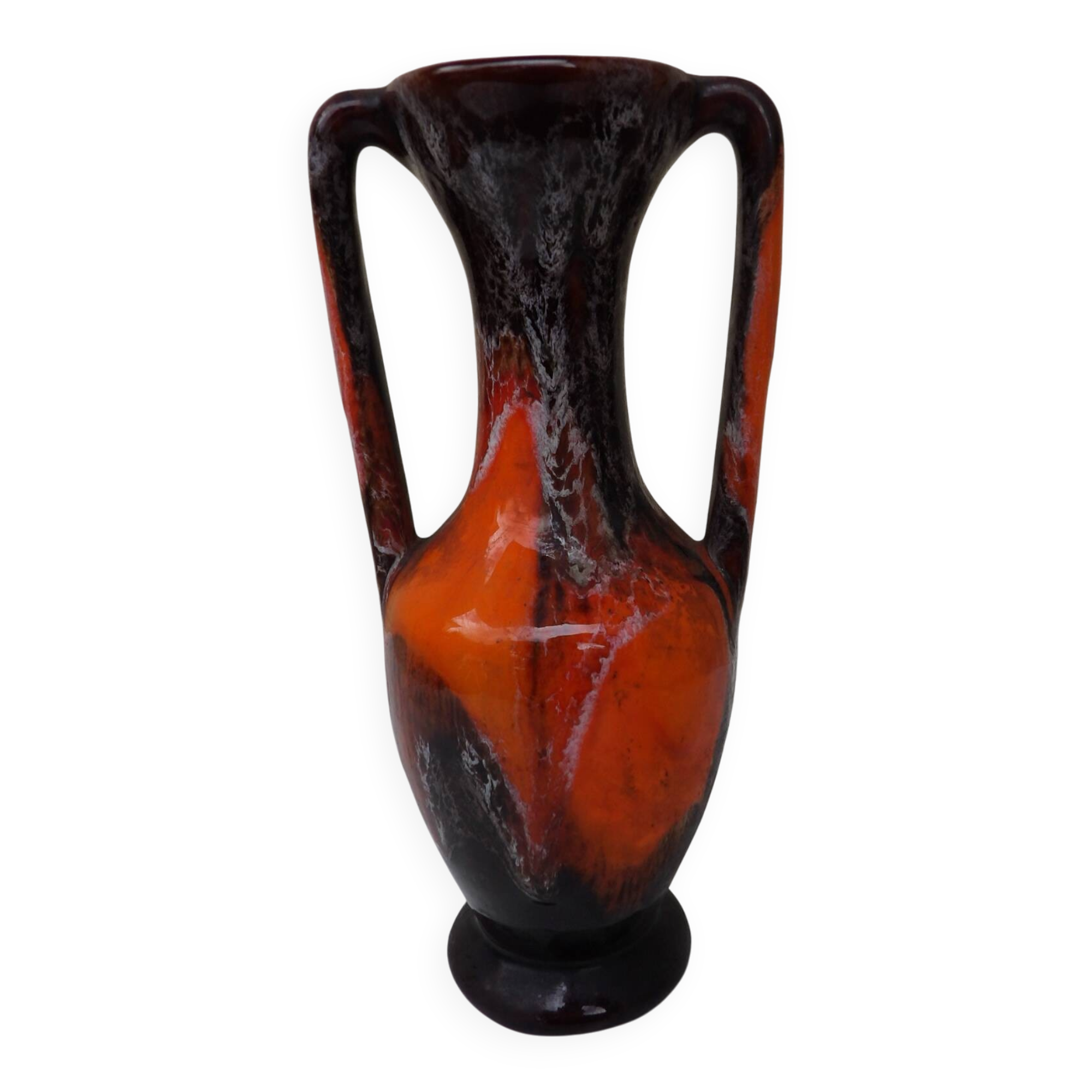 Vase with two orange handles
