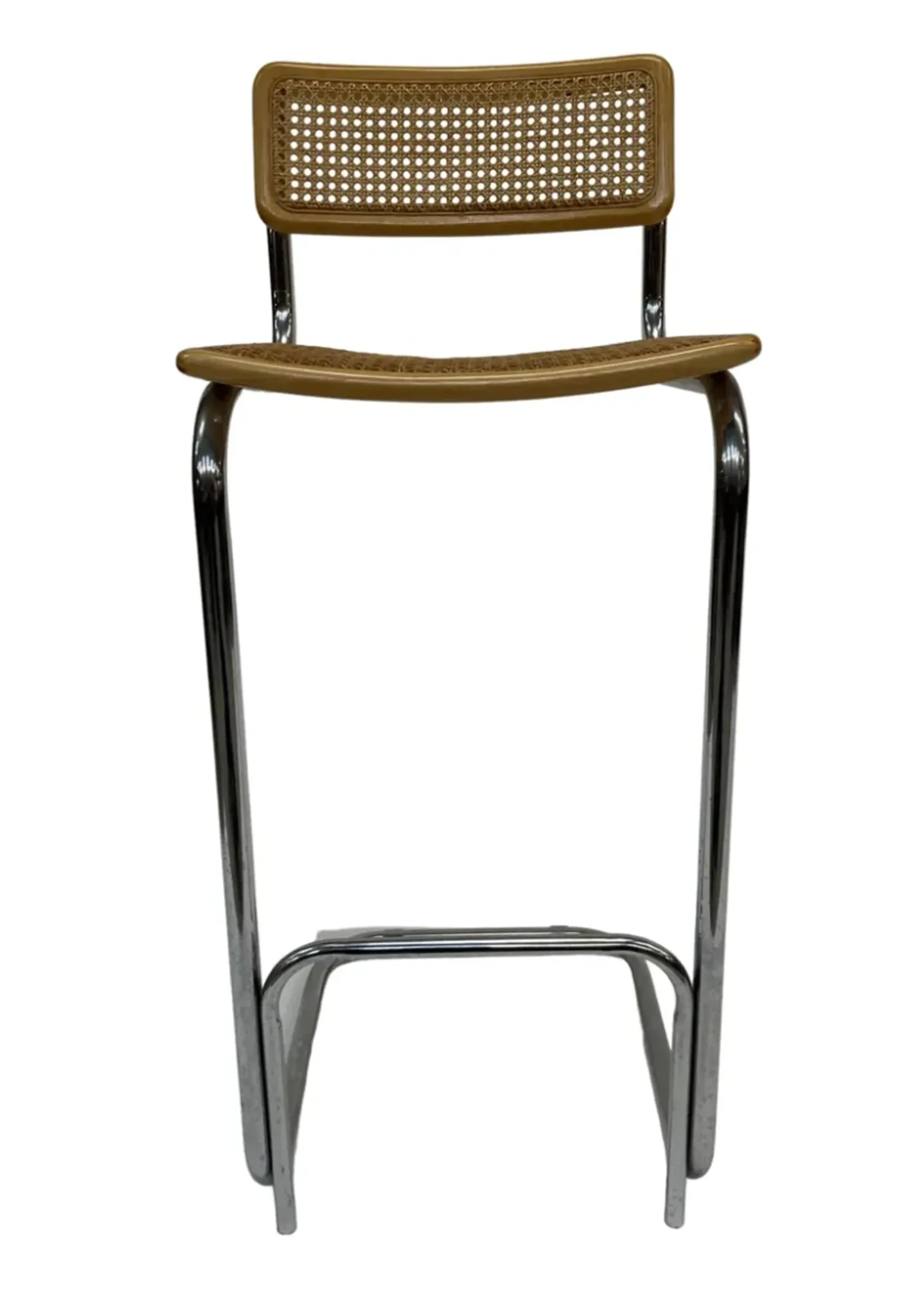 Vintage bar stool 80's Design Cesca style chrome and webbing