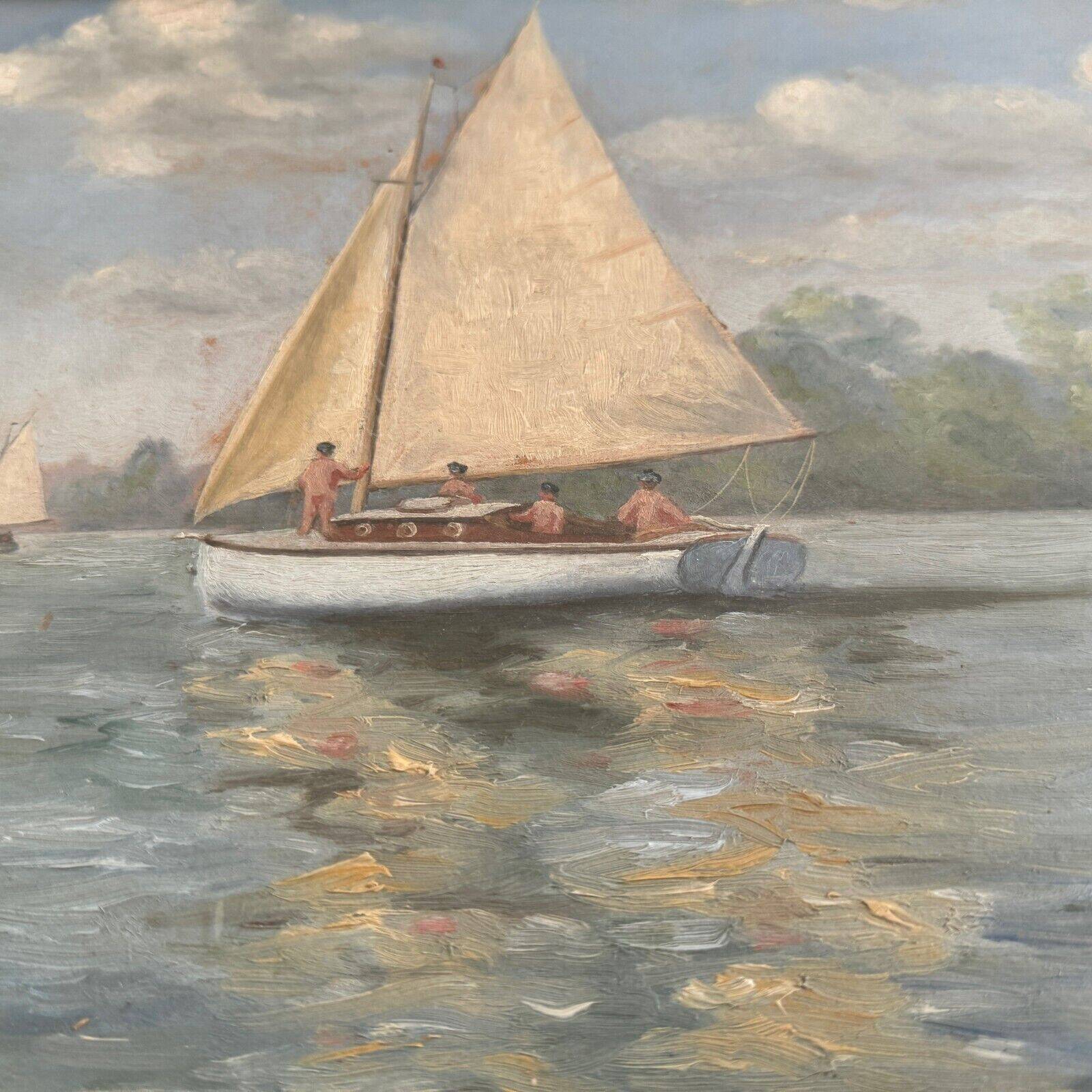 Aquarelle représentant une régate à Gâchet par Cormerais 1930
