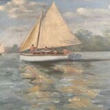 Watercolor representing a regatta at Gâchet by Cormerais 1930