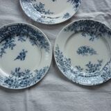 3 plates flat blue pink badonviller