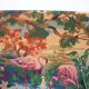 Ancienne tapisserie canevas fait groupe de flamands roses 102 cm déco vintage 1970