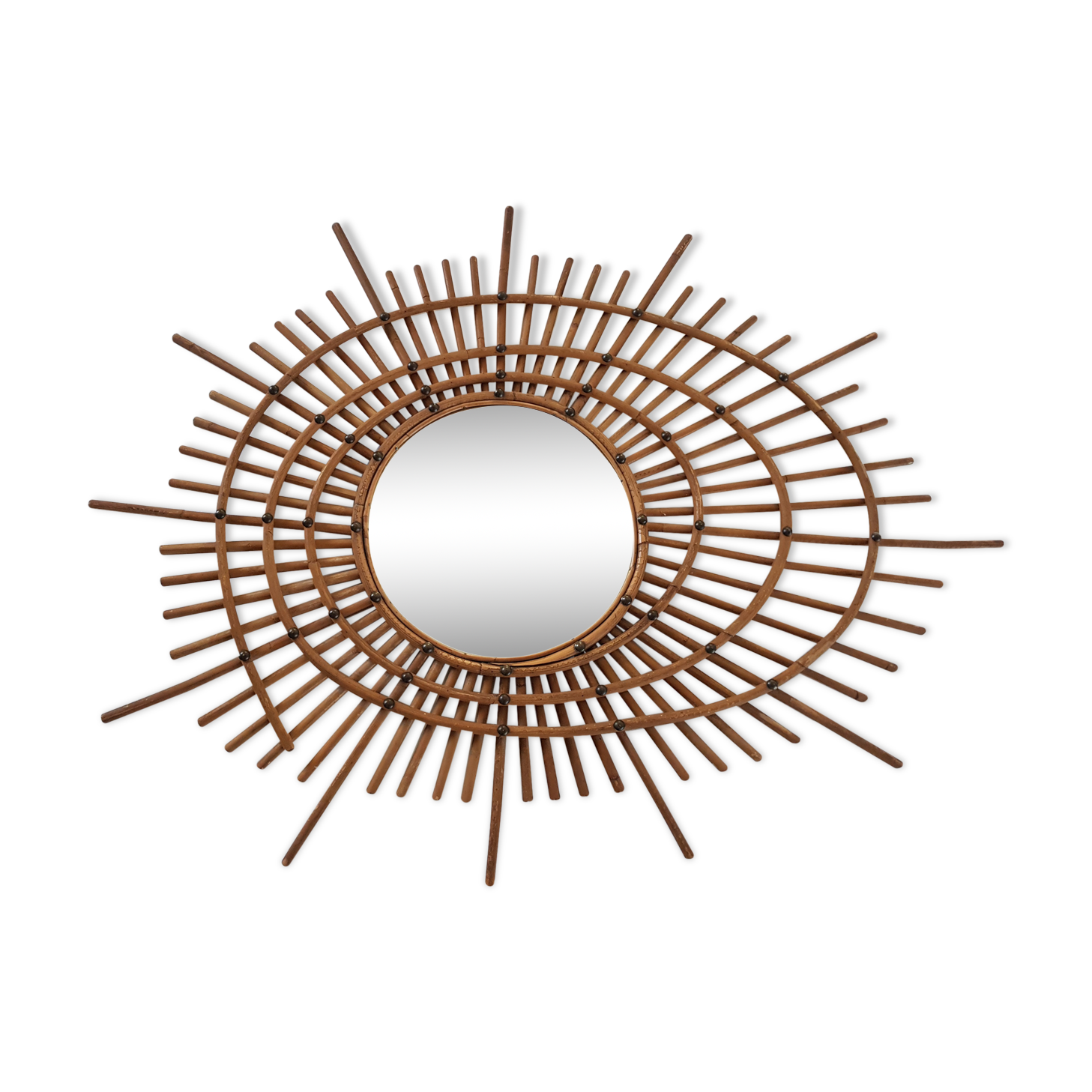 Mirror Sun rattan to form original circa 1960 72cmx60 cm