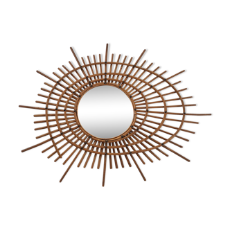 Mirror Sun rattan to form original circa 1960 72cmx60 cm