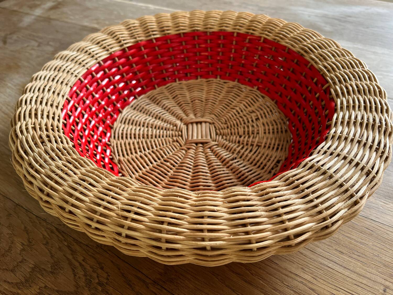 Rattan basket with red trim