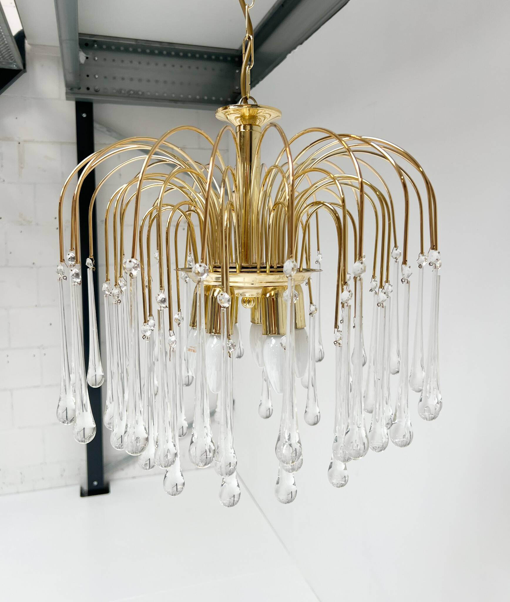 XL waterfall chandelier of Murano glass, 1970s