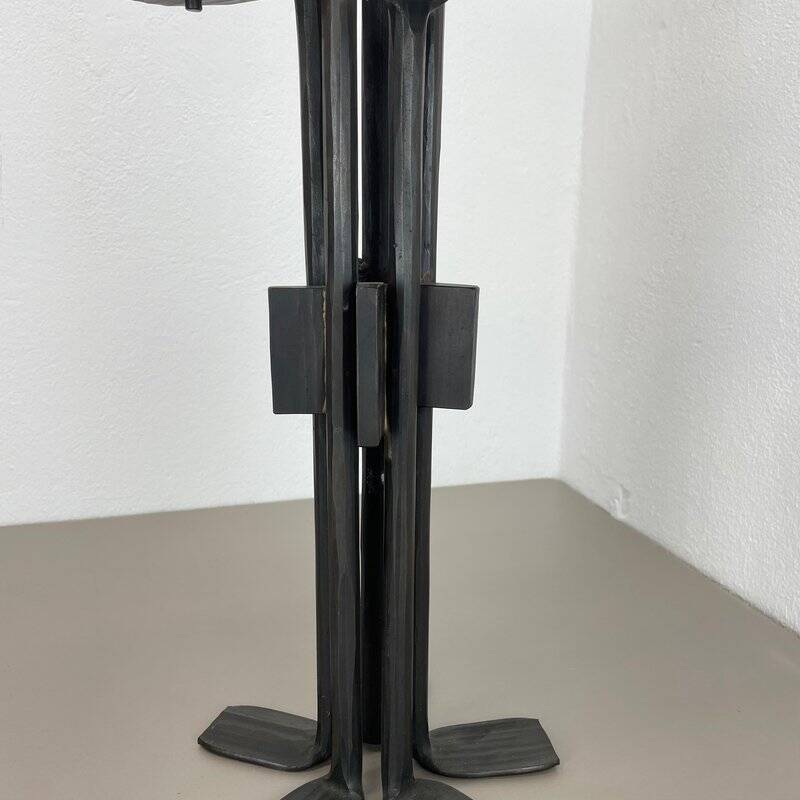 Large brutalist bronze candleholder by Manfred Bergmeister, Germany, 1970s
