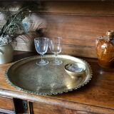 44cm chiseled brass tray