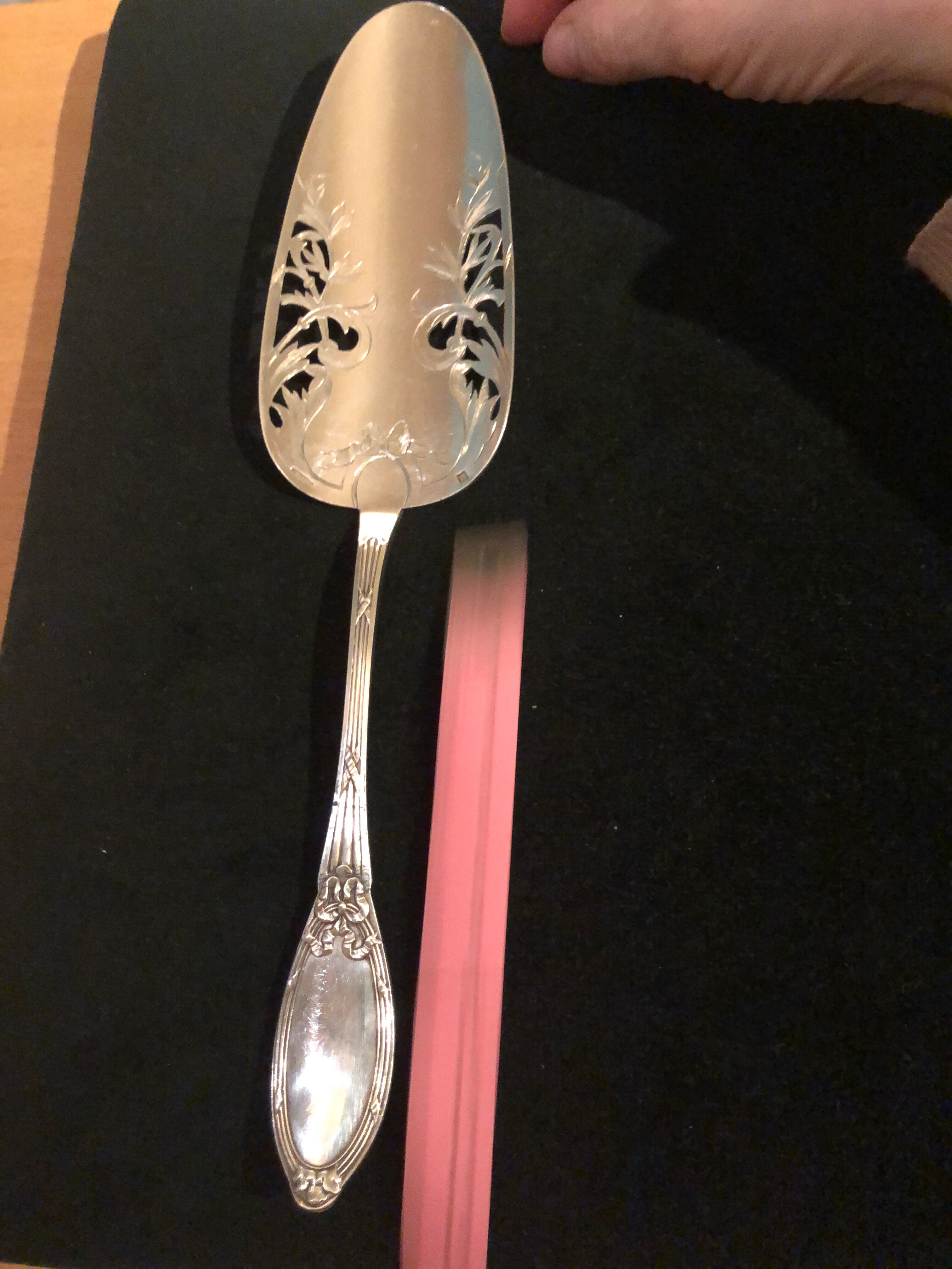 Silver metal pie shovel