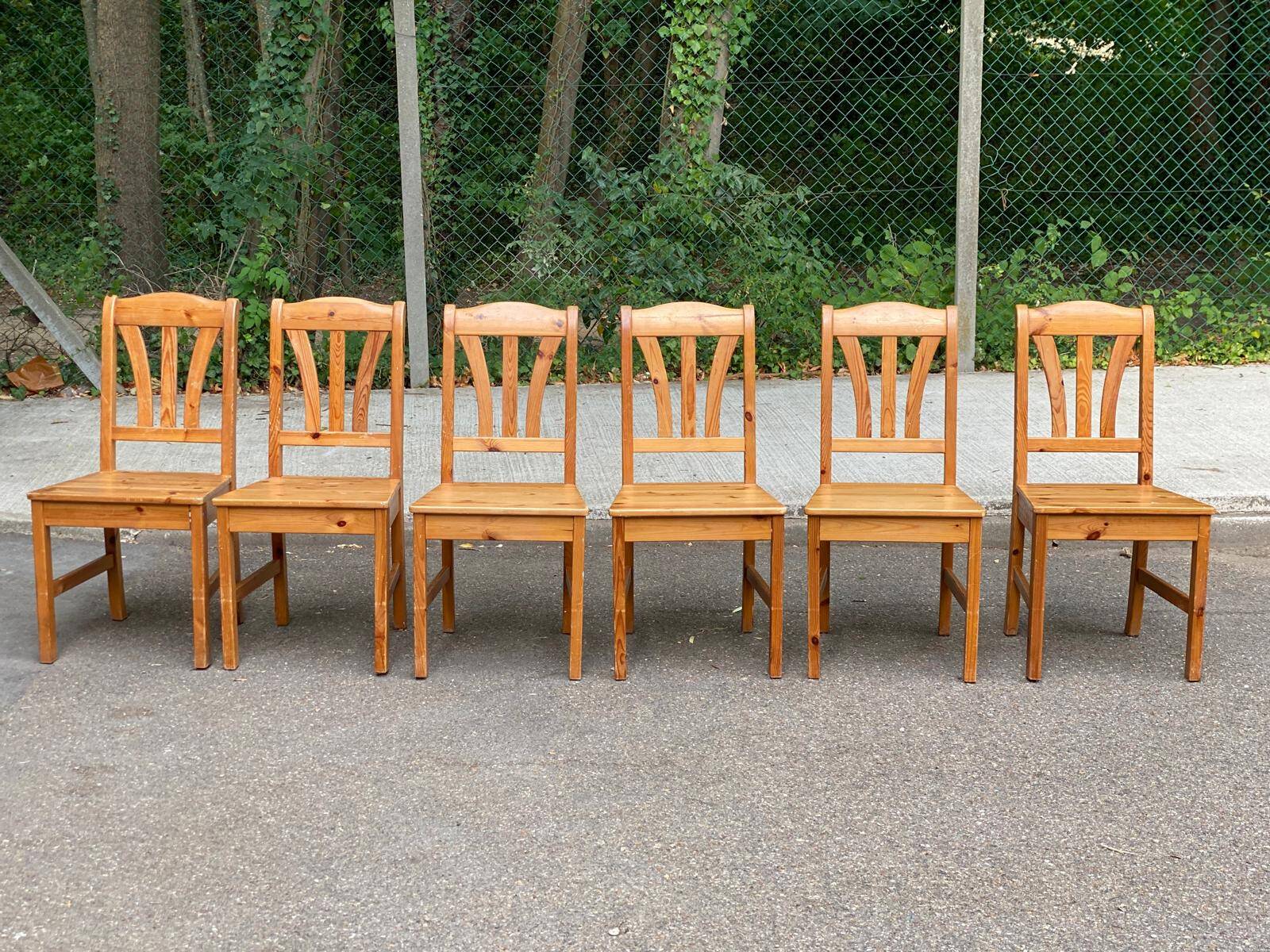 6 chaises à manger scandinaves en bois massif