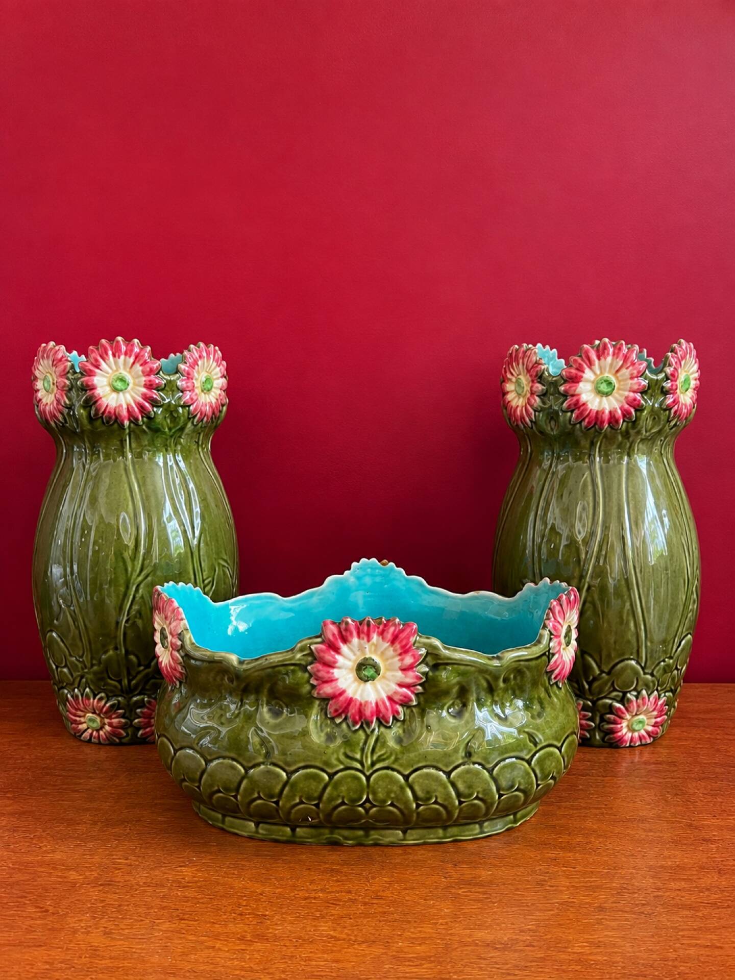 Art Nouveau planter and vase