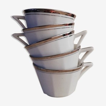 5 tasses à café en porcelaine