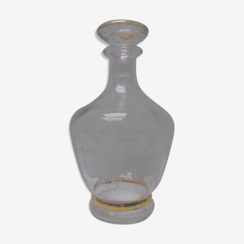 Carafe verre doré et gravé