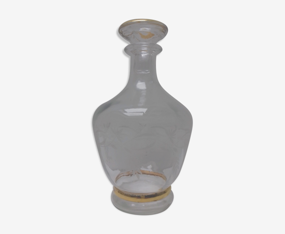 Carafe verre doré et gravé