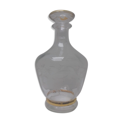 Carafe verre doré et gravé