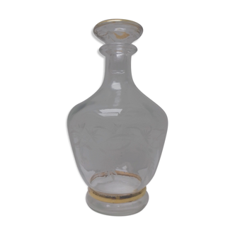 Carafe verre doré et gravé