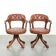 Set of 2 swivel cowhide English style chesterfield office chairs