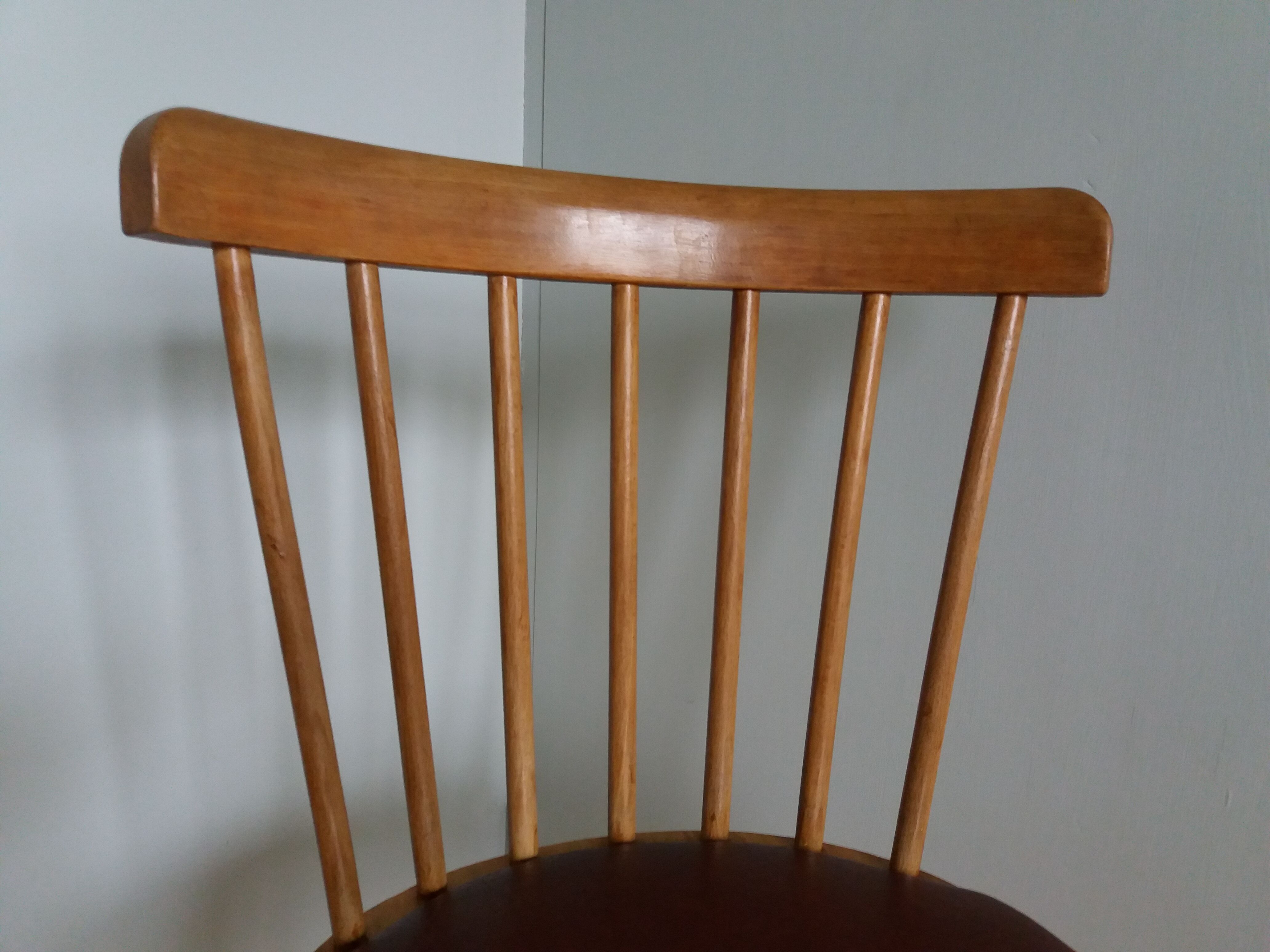 2 chairs bistro Baumann model 740 wood and skaï Scandinavian style
