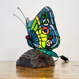 Tiffany Style Art Deco Stained Glass Butterfly Lamp – Colored Glass, H. 25 cm