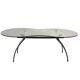 Bernard dequet, table bureau en aluminium brossé et verre "rognon", design