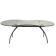 Bernard dequet, table bureau en aluminium brossé et verre "rognon", design