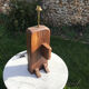 Brutalist lamp in vintage oak 1970