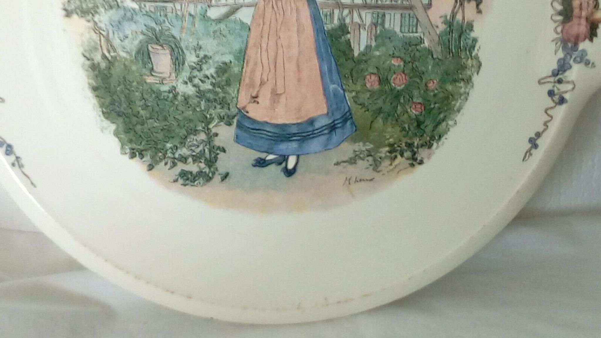 Plat a tarte en faience de sarreguemines modele obernai