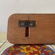 Vintage wooden wall coat rack - 4 steel hooks