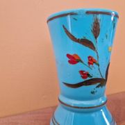 Vase en opaline bleue à décor de fleurs, époque Napoléon III