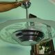 Art deco chandelier from the 1920s with transparent and opalized glass, silver metal structure