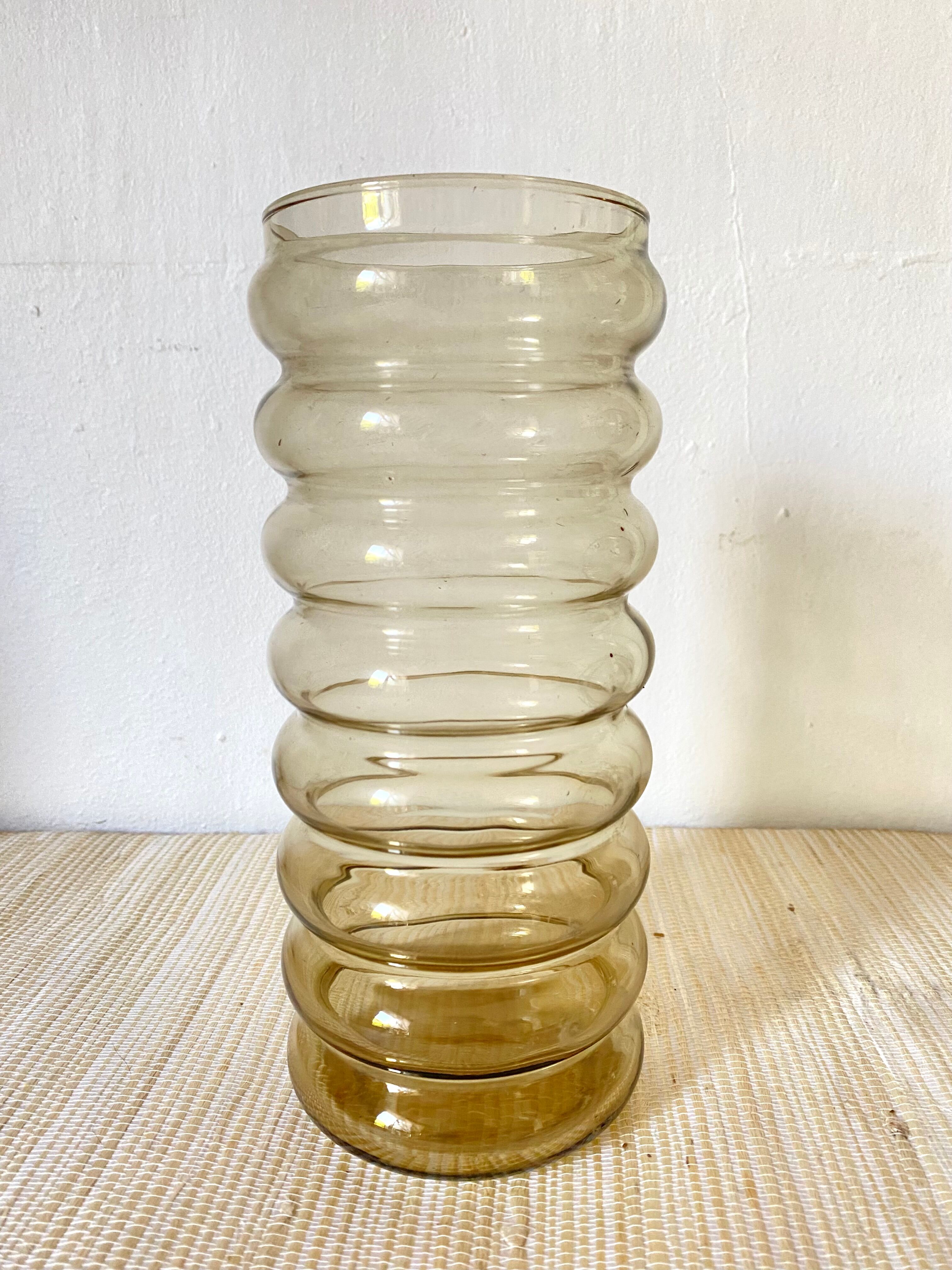 Vintage vase high in smoked glass