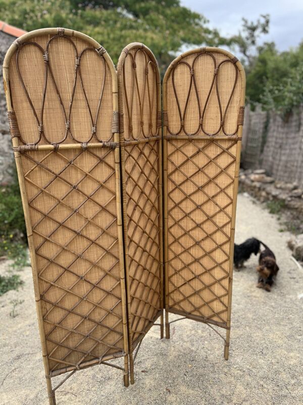 Paravent rotin et bambou