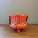 Vintage red ceramic pot cache 70s