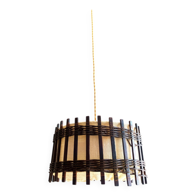 Suspension bois et toile de jute 1970