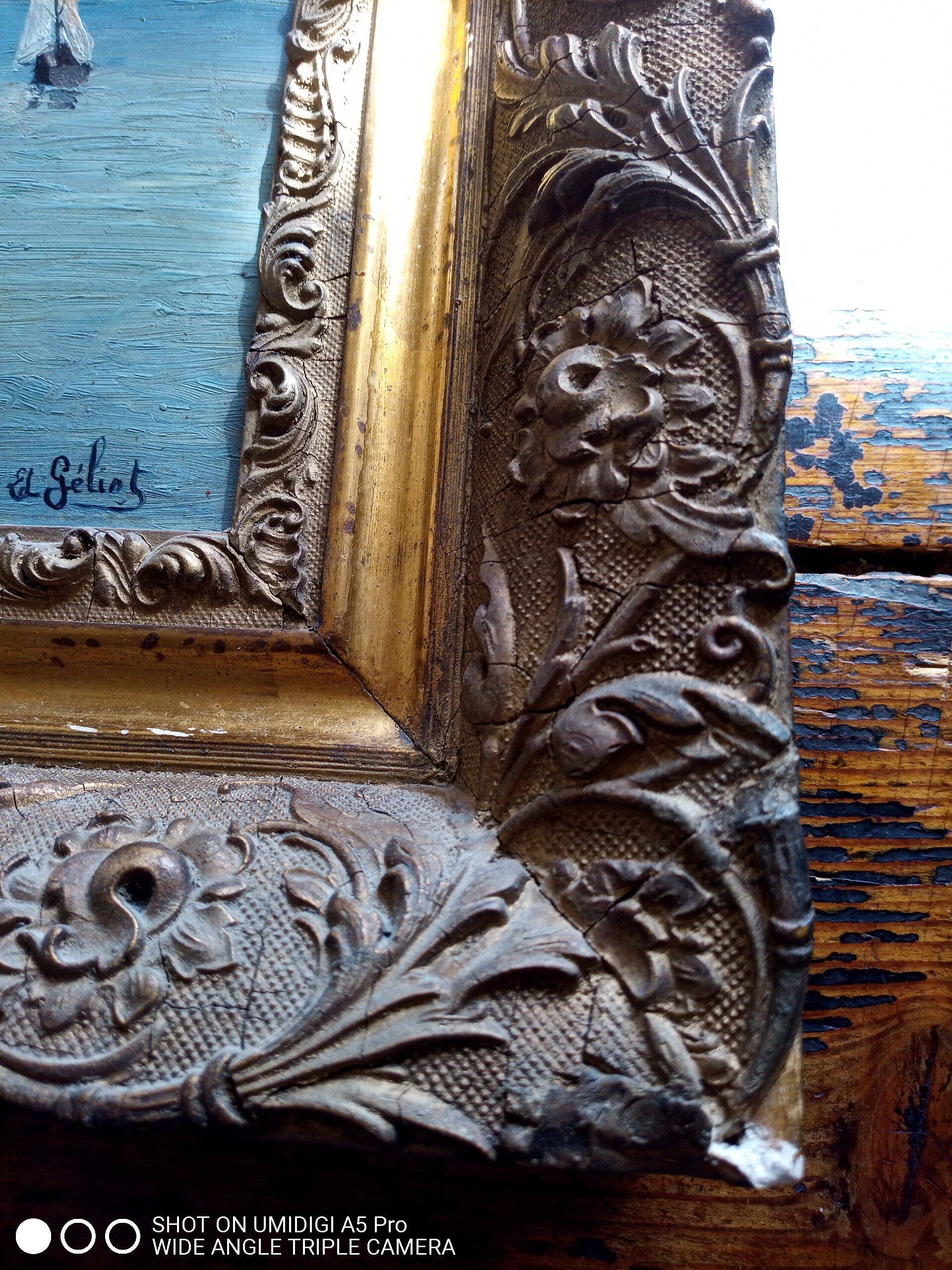 Oil on panel signed ED Géliot - 23 x 33 cm - boat in Brittany