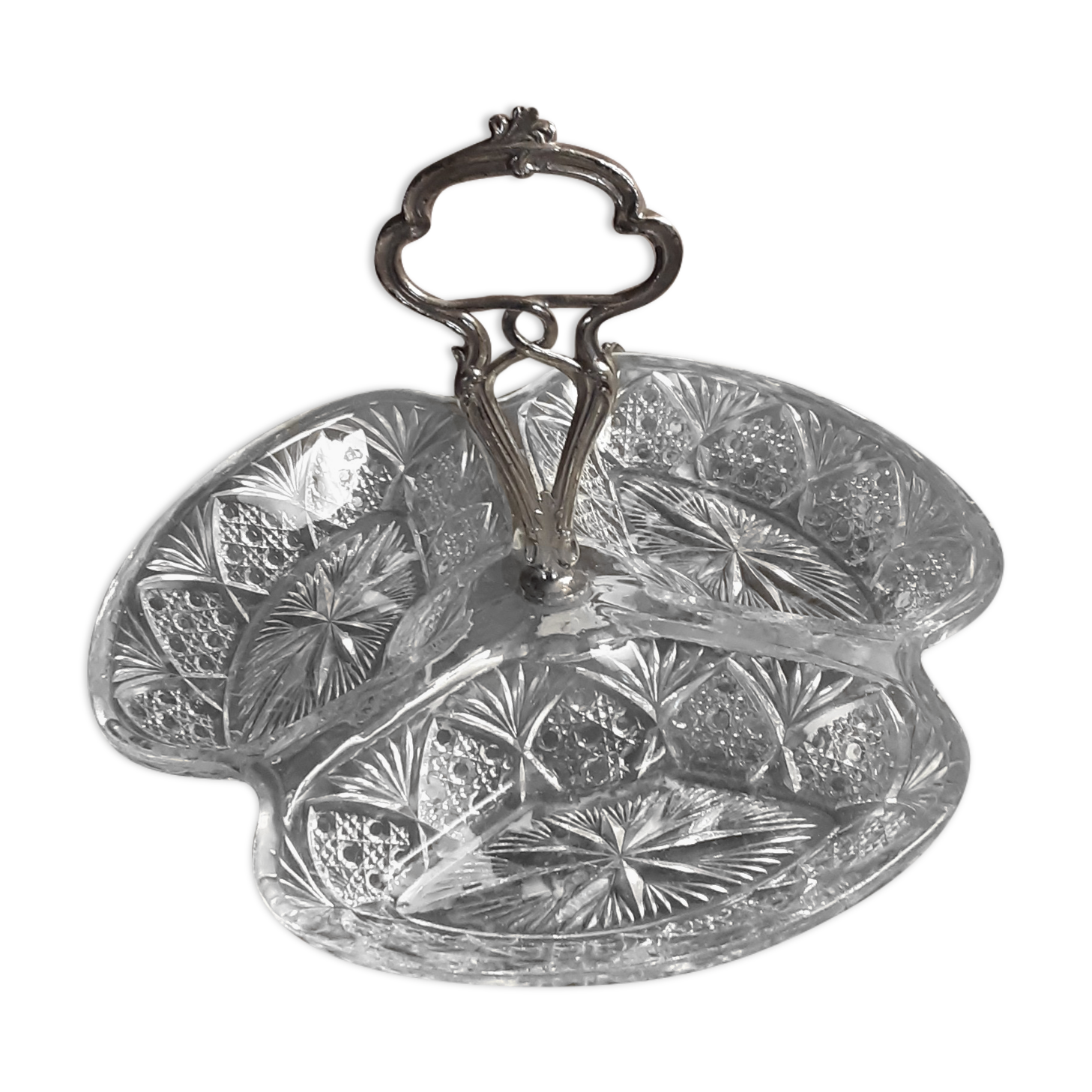 Aperitif dish or appetizer in vintage chiseled glass