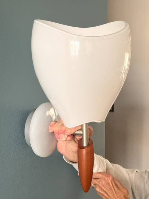 Vintage wall light pair; white opaline.