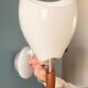 Vintage wall light pair; white opaline.