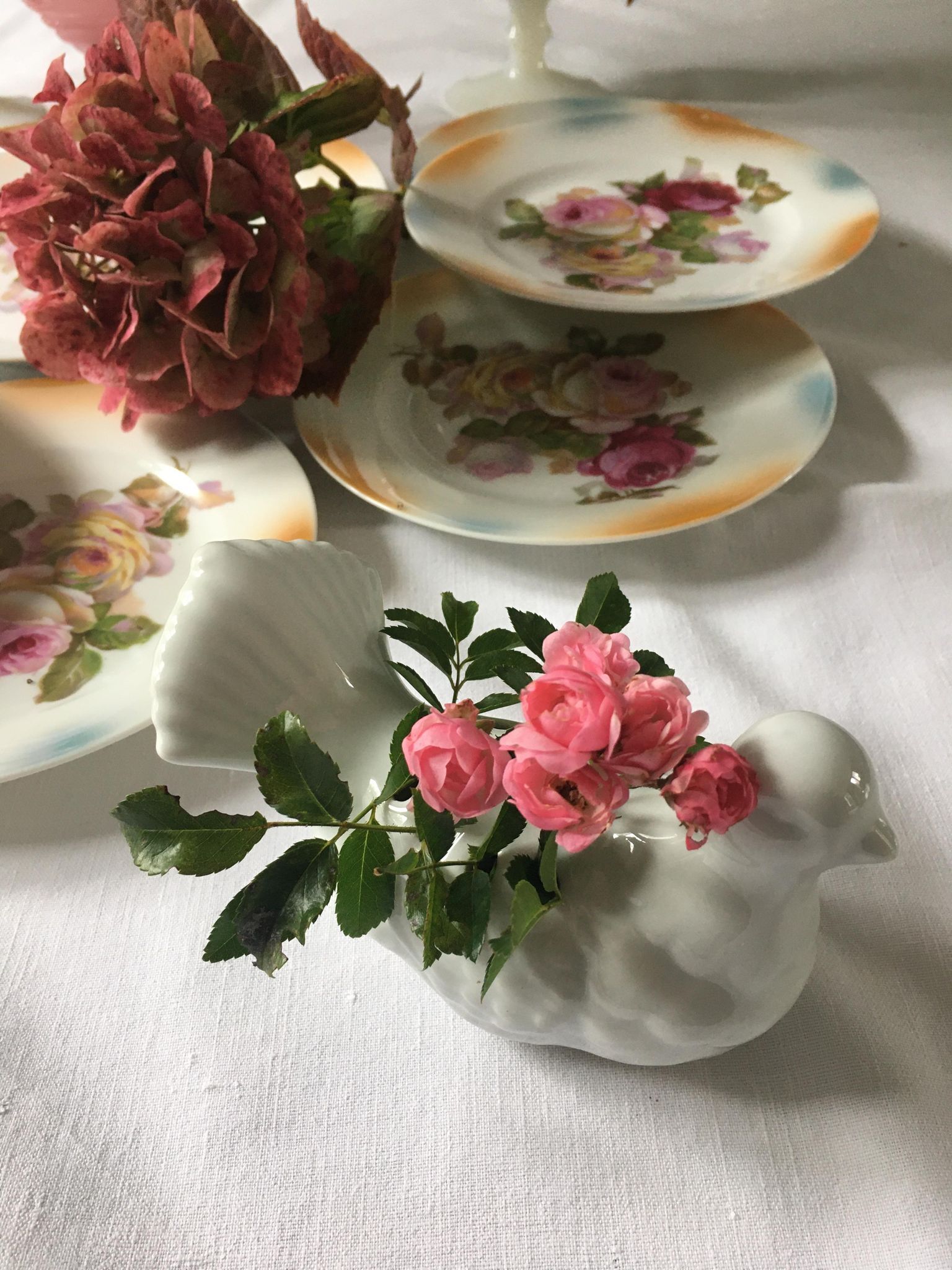 Vintage Porcelain Flower Picker Dove