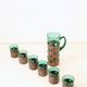 Vintage brutalist drinks set of green glass and patinated copper