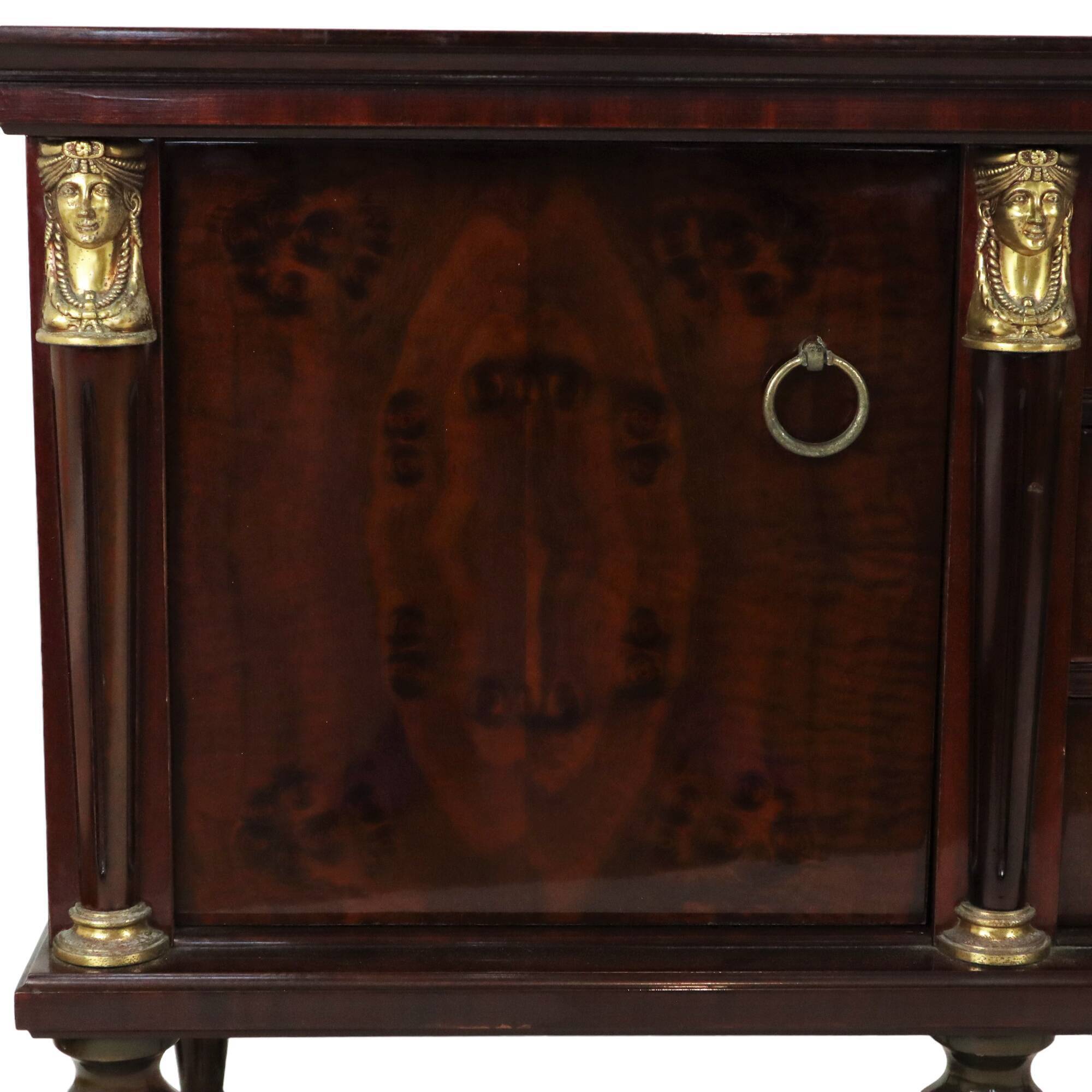 Vintage tv cabinet low cabinet mirrored mahogany veneer hollywood regency 140cm