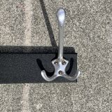 Vintage wall coat rack in wood and black Skai - 6 coat hooks