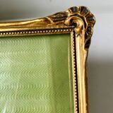 Cadre antique en bois doré art nouveau 18,5 cm x 14,5 cm verre convexe