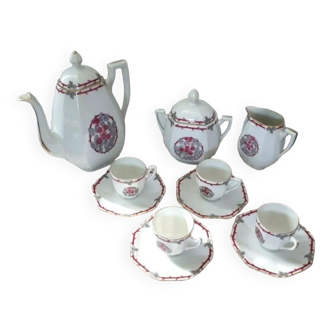 Coffee set porcelain PL France Art Deco décor Blackberries