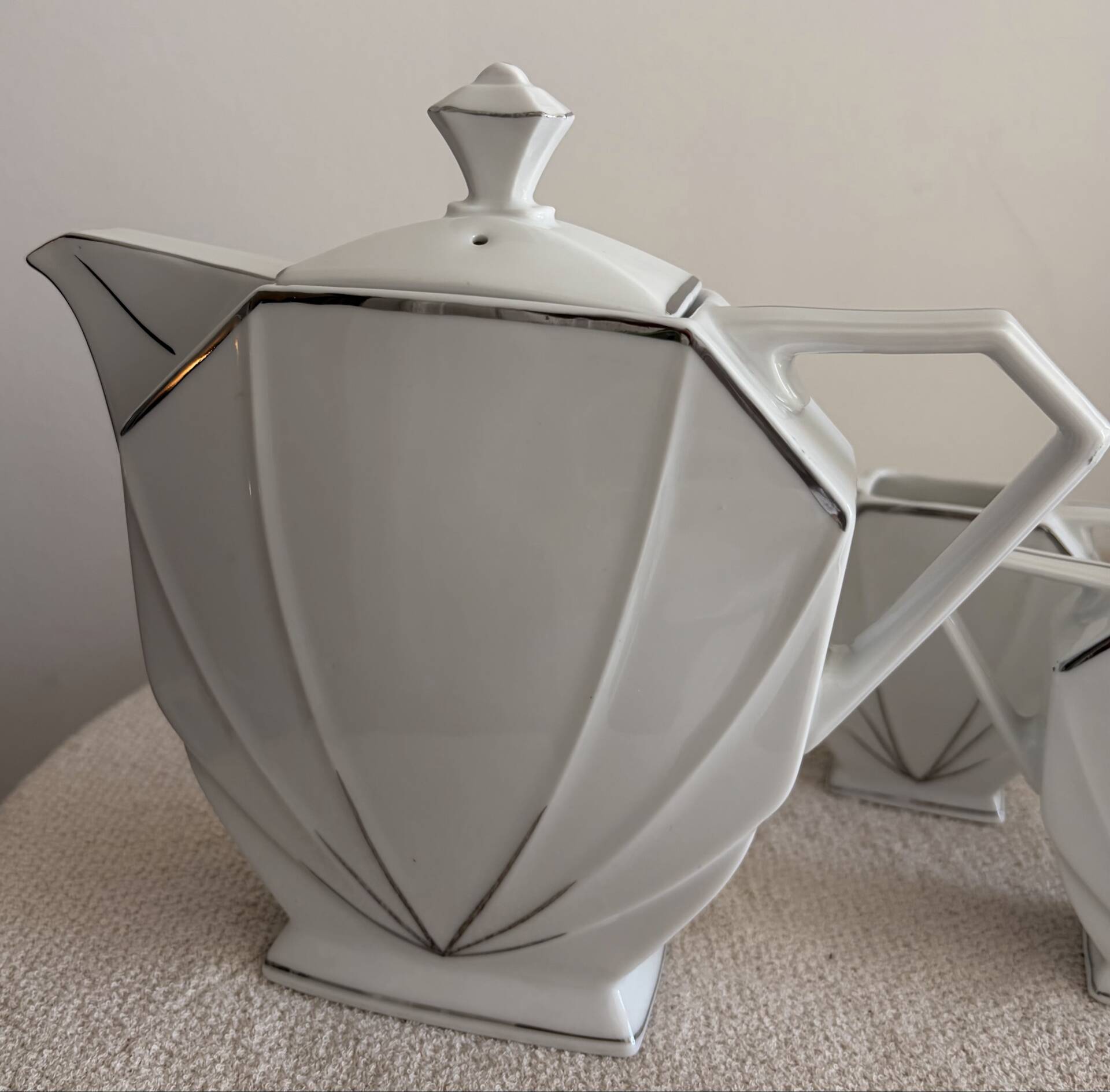 Art Deco Porcelain Coffee/Tea Trio by Victoria Czechoslovakia, 1930s