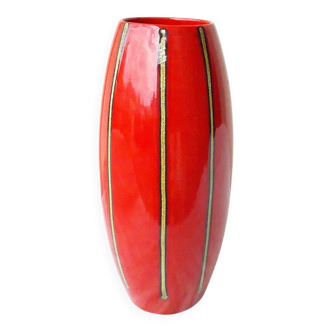 Red ceramic vase