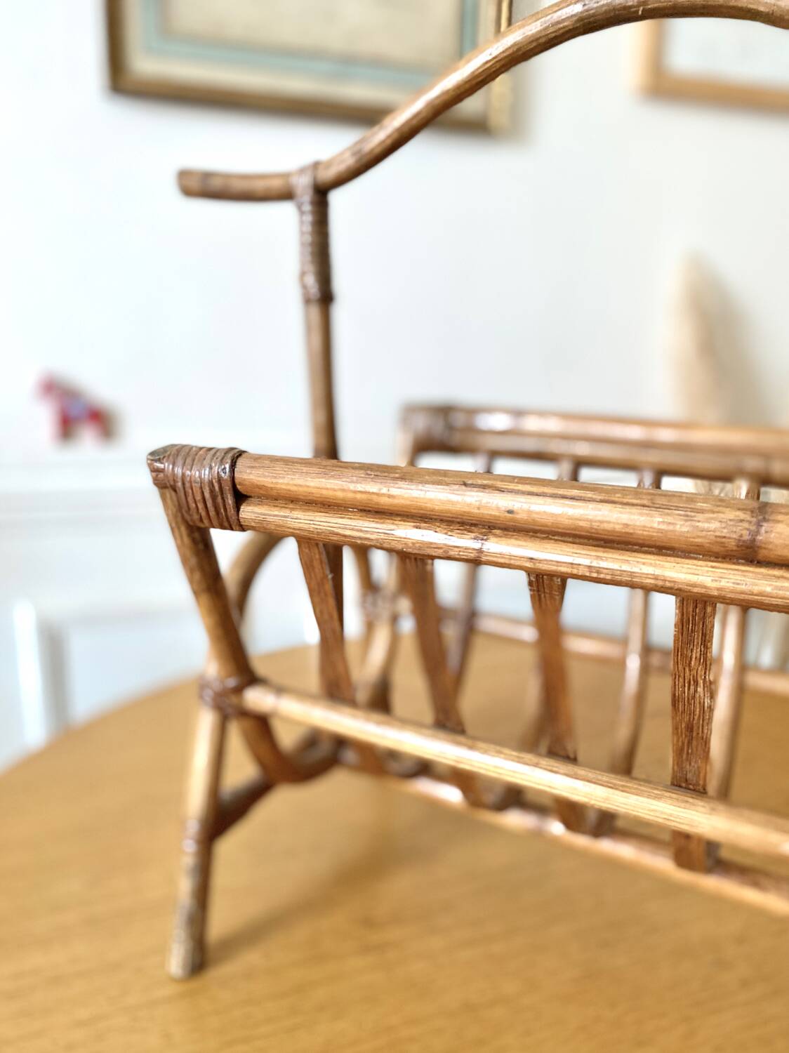 Vintage bamboo rattan magazine rack