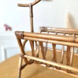 Vintage bamboo rattan magazine rack