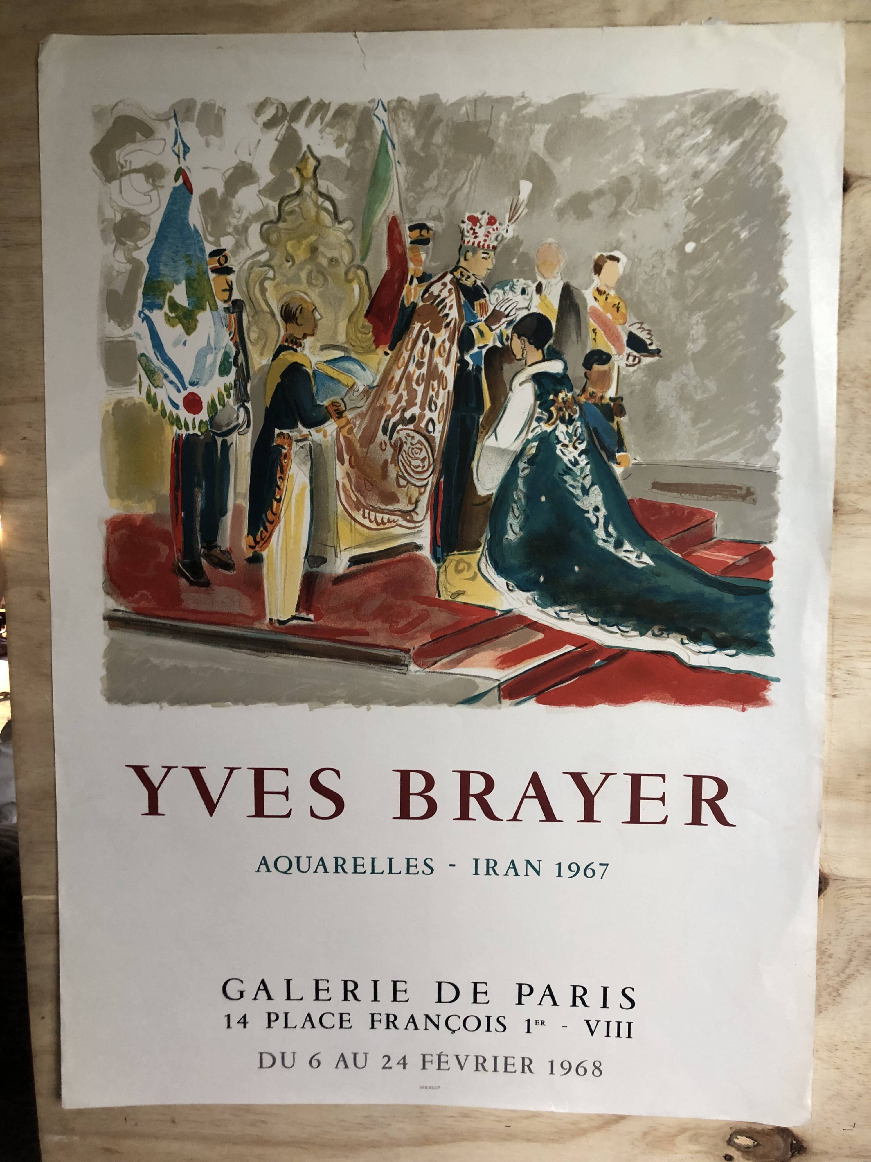 Poster yves brayer watercolors iran 1967 galerie de paris